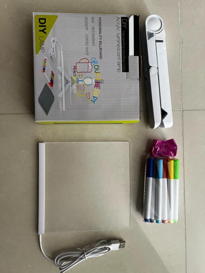 3D LED Light Glass Acrylic Writing pad 3D Acrylic Writing Board with Pen & Light Table Lamp |