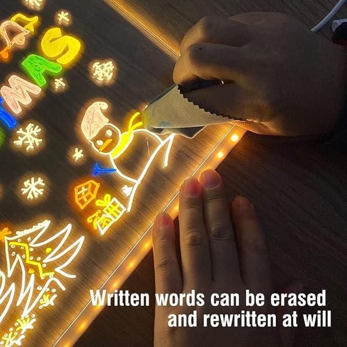 3D LED Light Glass Acrylic Writing pad 3D Acrylic Writing Board with Pen & Light Table Lamp |