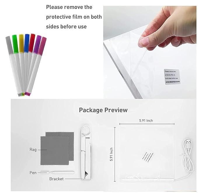 3D LED Light Glass Acrylic Writing pad 3D Acrylic Writing Board with Pen & Light Table Lamp |