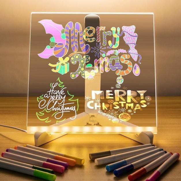 3D LED Light Glass Acrylic Writing pad 3D Acrylic Writing Board with Pen & Light Table Lamp |