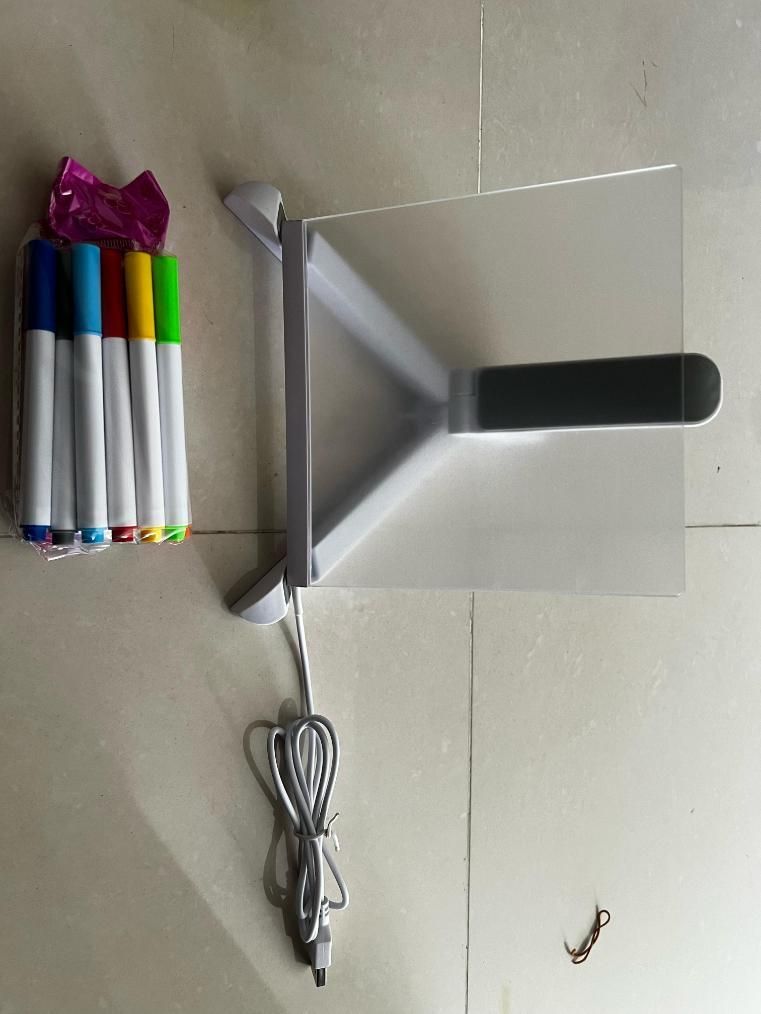 3D LED Light Glass Acrylic Writing pad 3D Acrylic Writing Board with Pen & Light Table Lamp |