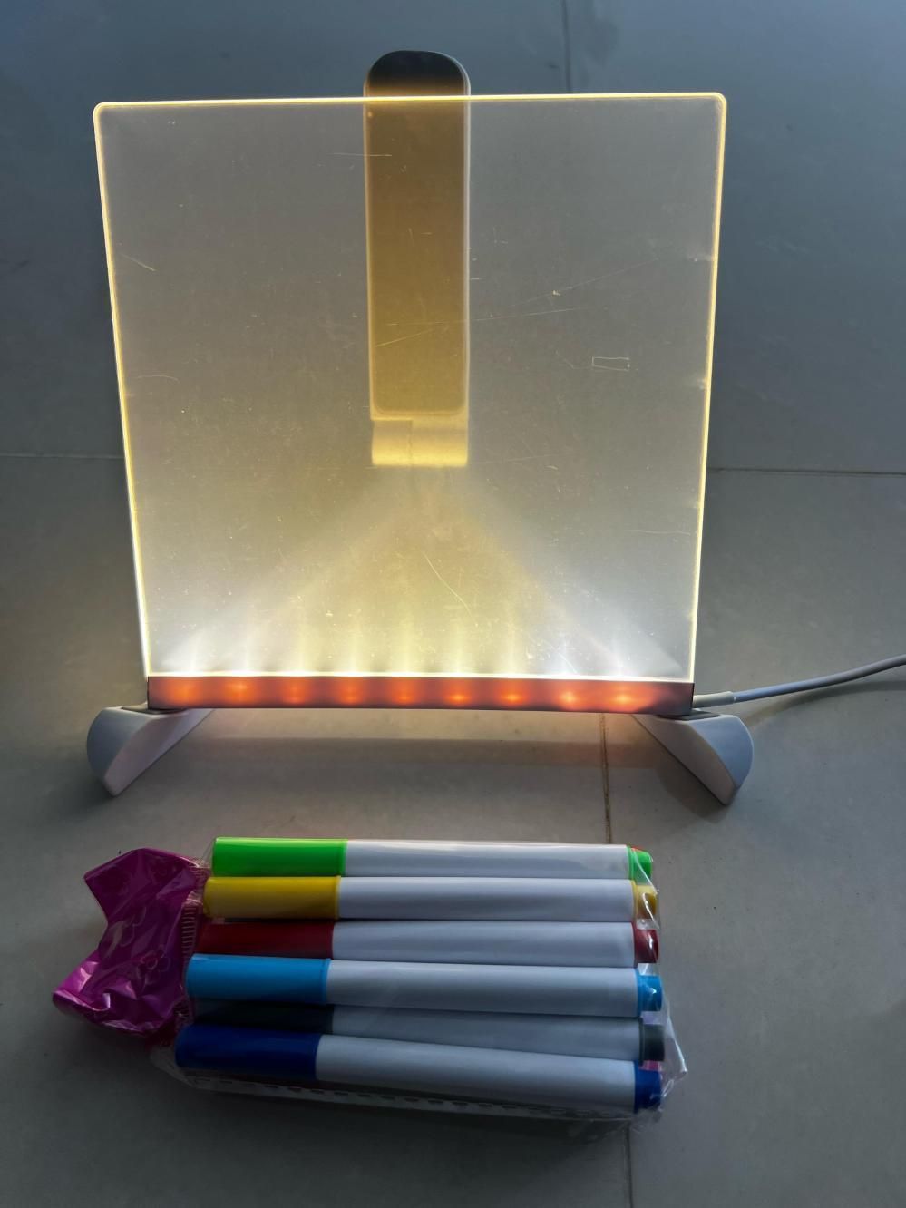3D LED Light Glass Acrylic Writing pad 3D Acrylic Writing Board with Pen & Light Table Lamp |