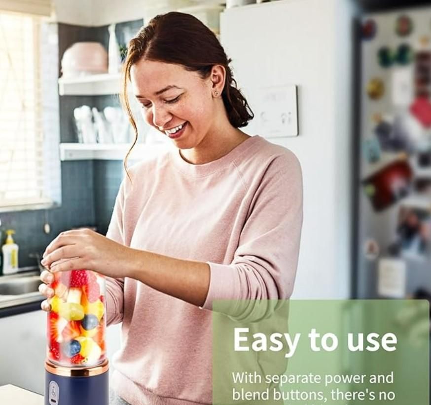 Portable Blender for Smoothies & Juices | 400ML Compact Jar for Soft Fruits |  1800mAh Rechargeable Juicer with Built-in Jar